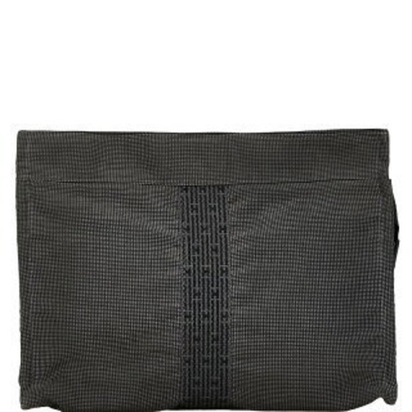 Hermes Yale Line Pouch MM Clutch Bag Shoulder Grey Canvas - Picture 2 of 9
